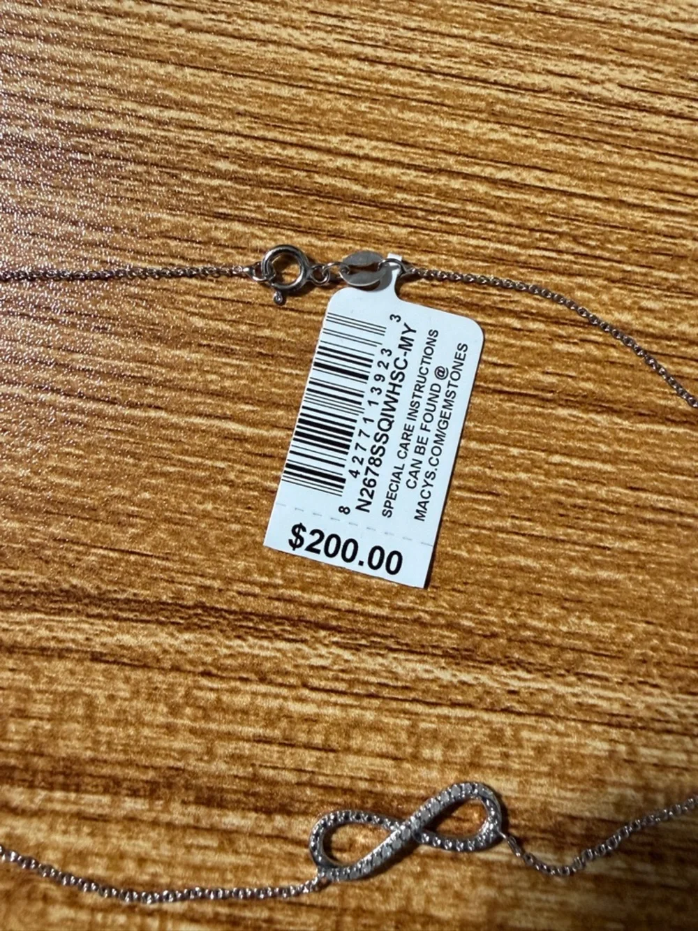 Macy's Silver-Tone Infinity Pendant Necklace with Clear Stones - Picture 6 of 7